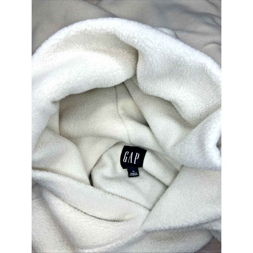 GAP Athletic Sherpa Hoodie Men's M Organic White Teddy Fleece Pullover - Picture 4 of 7